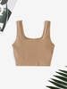 Plain Ribbed Cropped Tank Top L Light coffee