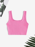 Plain Ribbed Cropped Tank Top L Light purple