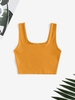 Plain Ribbed Cropped Tank Top M Yellow