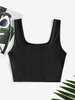 Plain Ribbed Cropped Tank Top S Black