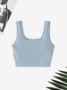Plain Ribbed Cropped Tank Top S Blue