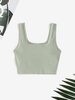 Plain Ribbed Cropped Tank Top S Light green