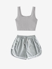 Plain Ribbed Top and Dolphin Shorts Set Light gray