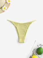 Plain Textured Bikini Bottom L Green