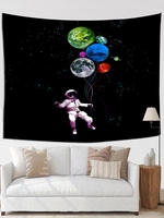 Planet and Astronaut Graphic Print Tapestry