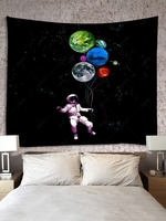 Planet and Astronaut Graphic Print Tapestry