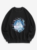 Planet Astronaut Graphic Drop Shoulder Sweatshirt 2xl Black