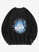 Planet Astronaut Graphic Drop Shoulder Sweatshirt 2xl Black