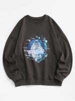 Planet Astronaut Graphic Drop Shoulder Sweatshirt 2xl Dark gray