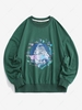 Planet Astronaut Graphic Drop Shoulder Sweatshirt 2xl Green