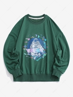 Planet Astronaut Graphic Drop Shoulder Sweatshirt 2xl Green