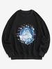 Planet Astronaut Graphic Drop Shoulder Sweatshirt Xl Black