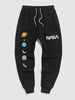 Planet Pattern Jogger Sweatpants L Black