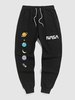 Planet Pattern Jogger Sweatpants S Black