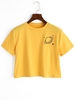 Planet Print Graphic Crop Tee S Yellow