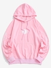 Planet Print Kangaroo Pocket Hoodie 2xl Light pink