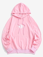 Planet Print Kangaroo Pocket Hoodie 2xl Light pink