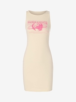 Planet Slogan Print Mini Tank Dress L Light coffee