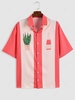 Plant Beer Graphic Colorblock Shirt S Bean red