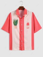 Plant Beer Graphic Colorblock Shirt S Bean red