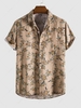 Plant Floral Button Up Shirt Xl Light coffee