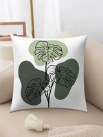 Plant Leaves Print Plush Pillowcase