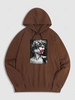 Plaster Statue Pattern Pullover Hoodie L Deep coffee