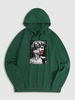 Plaster Statue Pattern Pullover Hoodie L Deep green