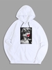 Plaster Statue Pattern Pullover Hoodie L White