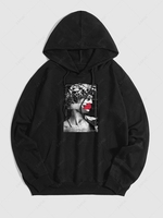 Plaster Statue Pattern Pullover Hoodie M Black