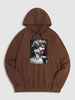 Plaster Statue Pattern Pullover Hoodie M Deep coffee