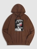 Plaster Statue Pattern Pullover Hoodie Xl Deep coffee