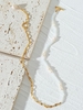 Plated 18K Chain Panel Pearl Necklace