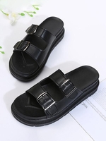 Platform Buckle Slide Sandals