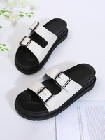 Platform Buckle Slide Sandals