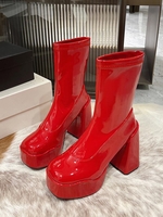 Platform Slip On Mid-calf Boots