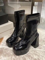 Platform Slip On Mid-calf Boots