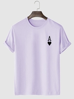 Playing Card Heart A Print T-shirt 2xl Light purple