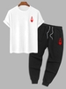 Playing Card Heart A Print T-shirt and Sport Jogger Pants White