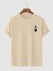 Playing Card Heart A Print T-shirt L Light coffee