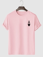 Playing Card Heart A Print T-shirt L Light pink