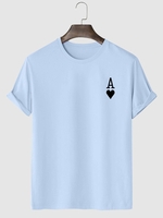 Playing Card Heart A Print T-shirt S Light blue