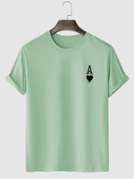 Playing Card Heart A Print T-shirt S Light green