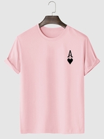 Playing Card Heart A Print T-shirt S Light pink