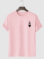Playing Card Heart A Print T-shirt Xl Light pink
