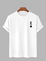 Playing Card King of Spades Pattern T-shirt S White