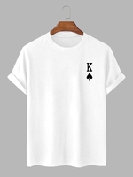 Playing Card King of Spades Pattern T-shirt Xxl White