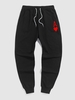 Playing Card Pattern Sport Jogger Pants M Black
