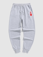 Playing Card Pattern Sport Jogger Pants M Light gray