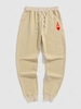 Playing Card Pattern Sport Jogger Pants S Light coffee
